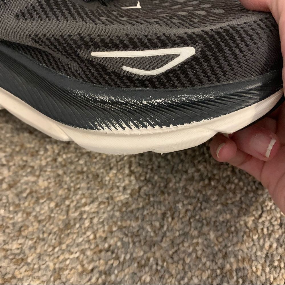 HOKA one one Clifton 9 running sneakers black white 11B woman’s unisex walking - Picture 3 of 13